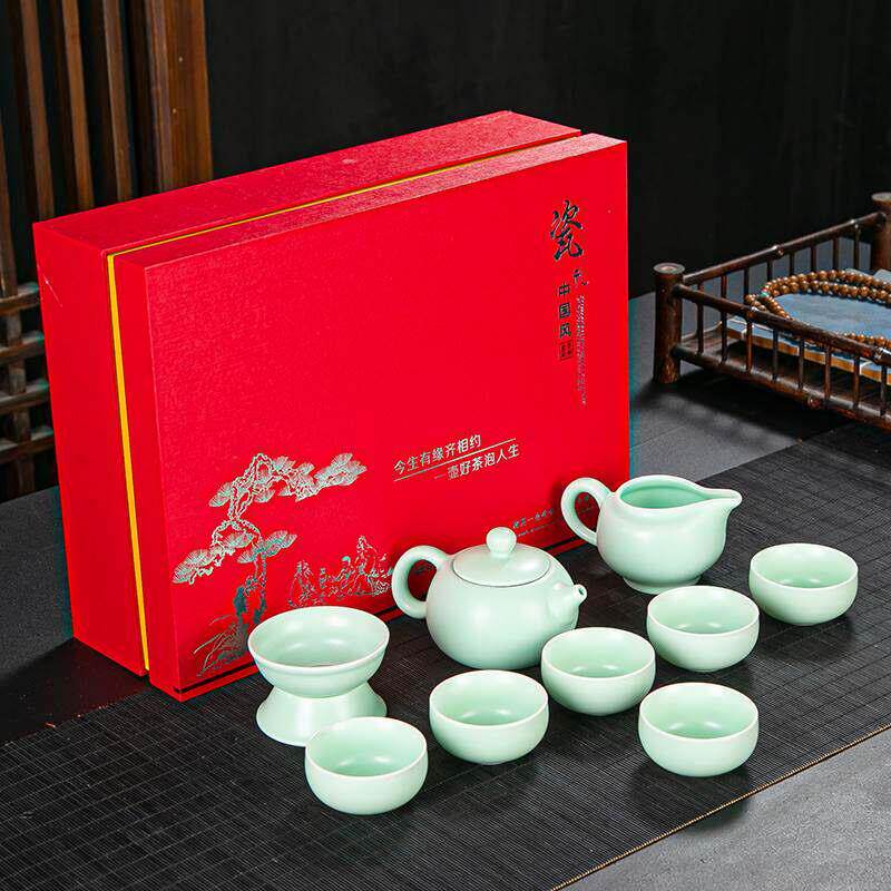 陶瓷小套功夫茶具套装家用商用婚庆礼品泡茶盖碗茶壶茶杯礼盒包装
