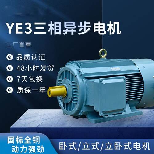 厂家直销电动机YE3三相异步电机2.2W级全铜全新电机