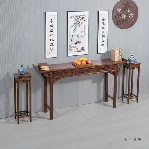 新中式供桌香案家用实木条案神台佛台农村中堂财神爷供奉桌长条几