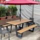 户外铝合金餐桌椅休闲庭院露天公园长凳卡座酒吧户外连体餐桌椅