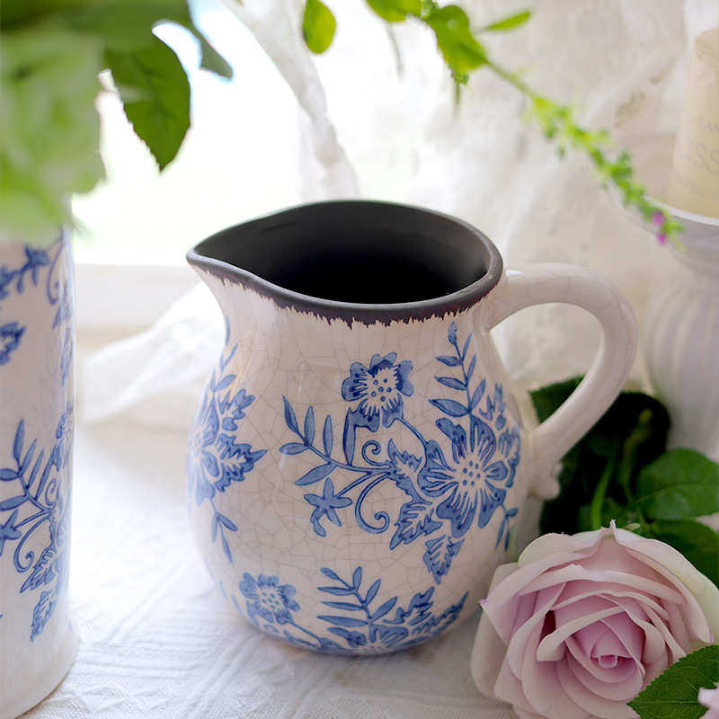 法式复古陶瓷花瓶青花瓷冰裂纹花瓶中古高级感客厅装饰品插花摆件,家居饰品,花瓶,淘宝优惠券,粉丝福利购,淘宝优惠卷