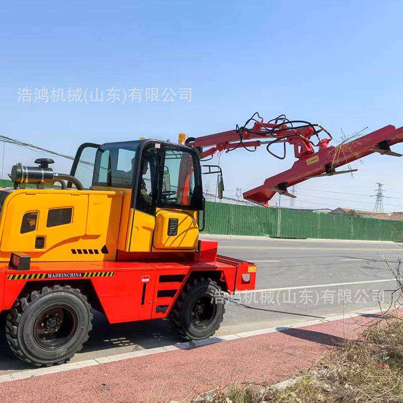小型车载式绿篱机高空树枝修整设备中分带绿篱机折叠臂绿篱修剪机