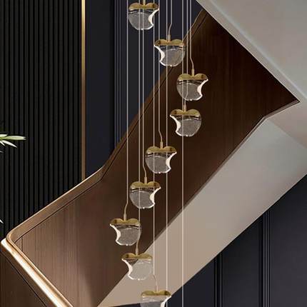 复式楼别墅挑空大吊灯现代简约轻奢loft公寓跃层楼中楼梯长客厅灯