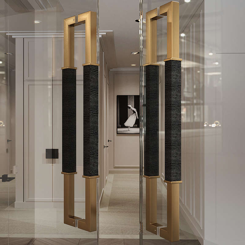 进口皮革大门拉手不锈钢包皮玻璃门拉手皮质大拉手酒店会所的拉手