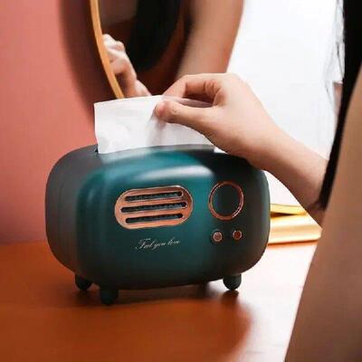 Retro Radio Model Tissue Box Desktop Paper Holder Vintage