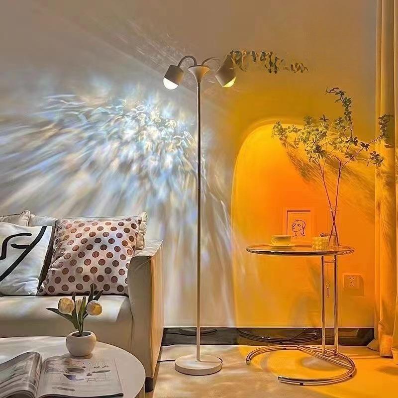 水波纹氛围灯网红双头日落灯落地灯客厅直播间背景夕阳落日灯直流