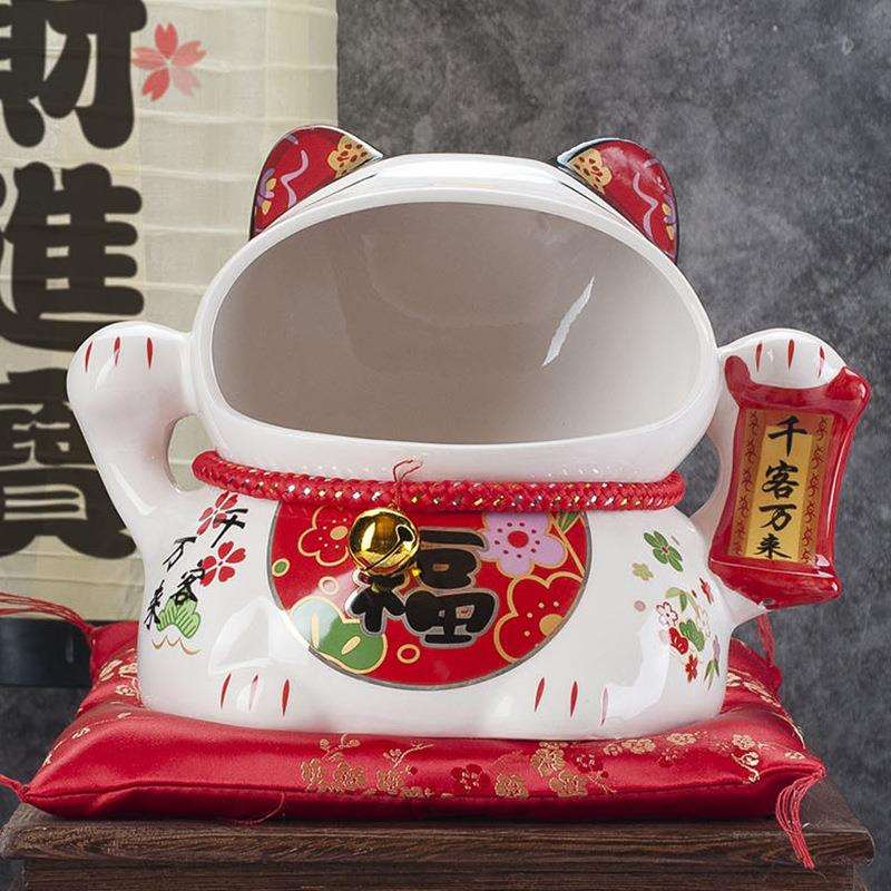 招财猫摆件开业创意糖果罐店铺家居客厅招财摆件陶瓷存钱罐