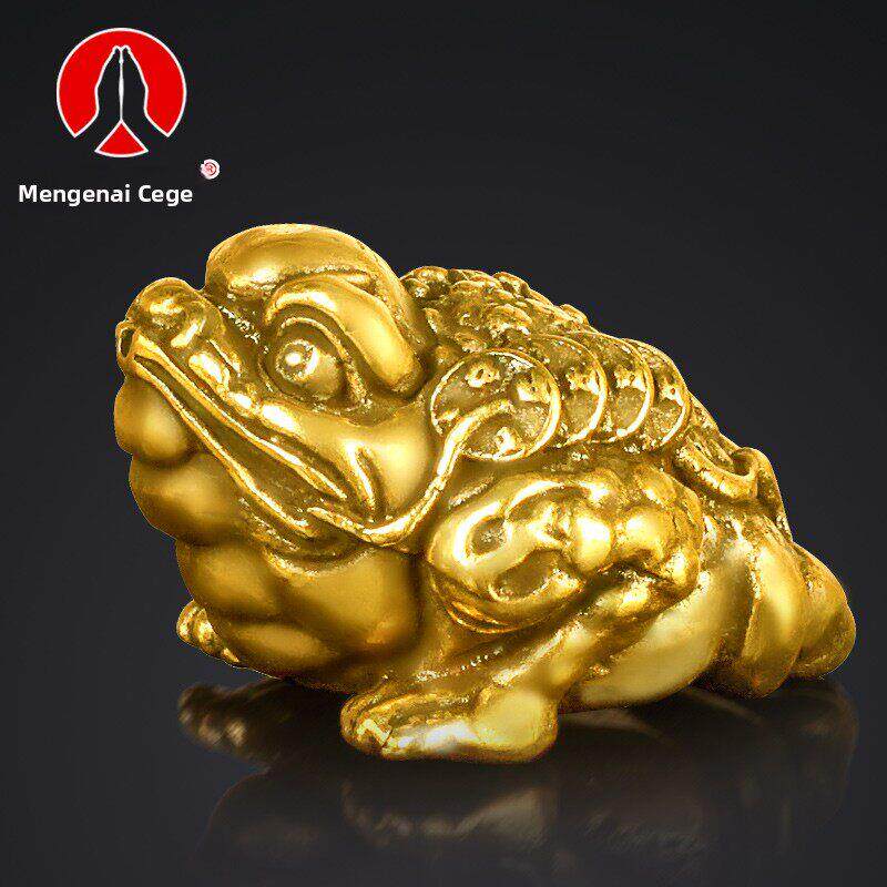 铜金蟾小摆件纯铜实心蟾蜍手把件创意铜蛤蟆茶宠办公室桌面工艺品