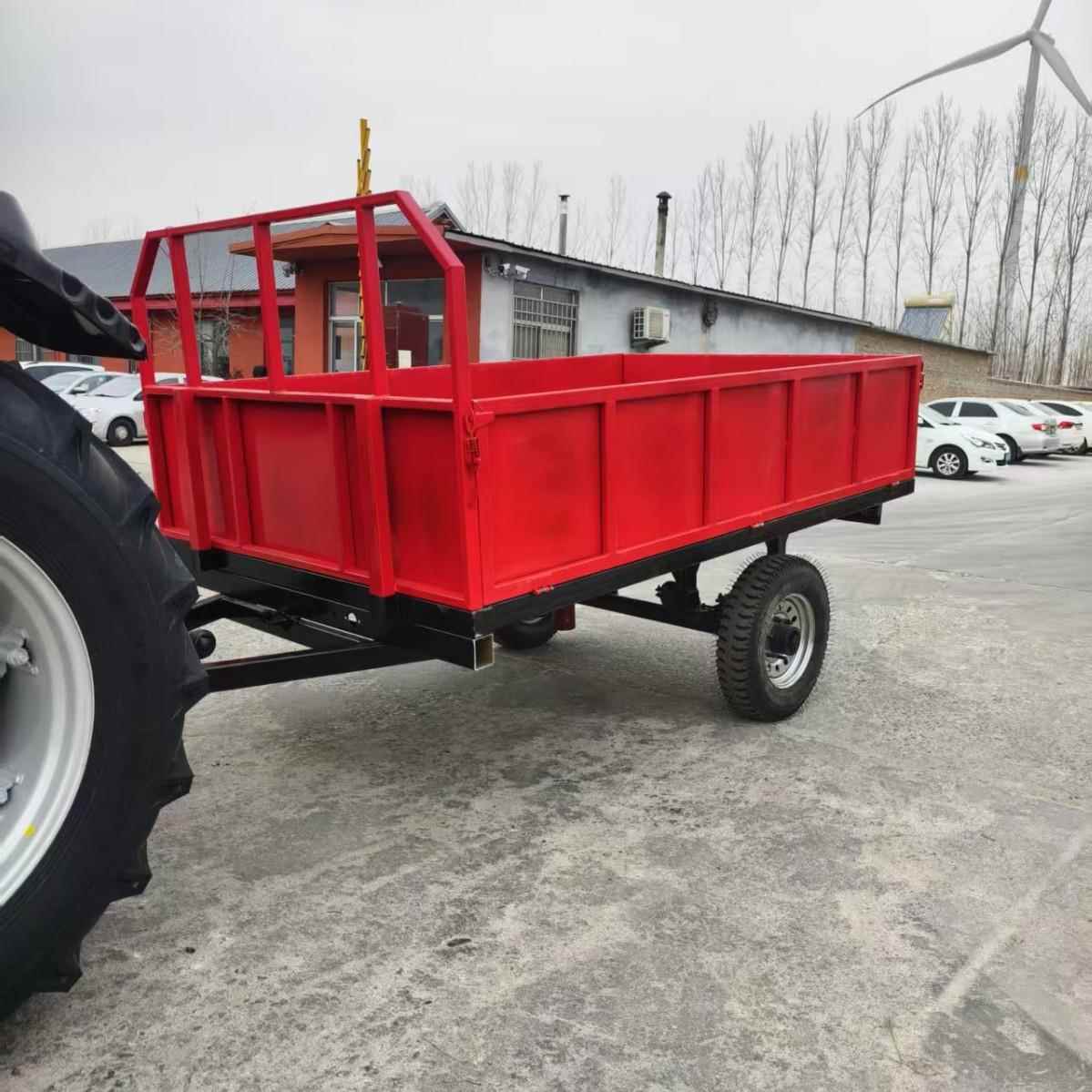 农用拖拉机牵引式拖车运输拖斗单轴双轴液压后翻自卸平板厂家