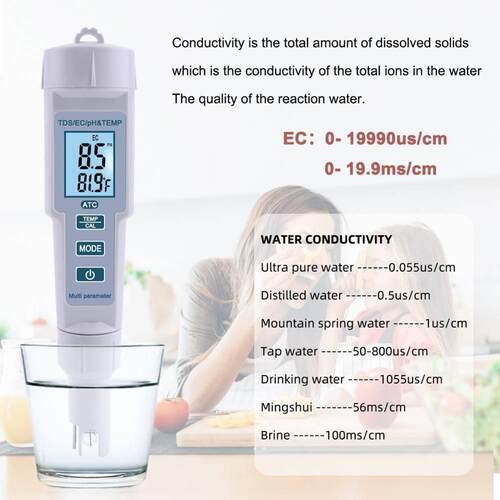 外贸四合一EC/TDS/PH686温度检测计笔酸碱度硬度电导率水质测试笔
