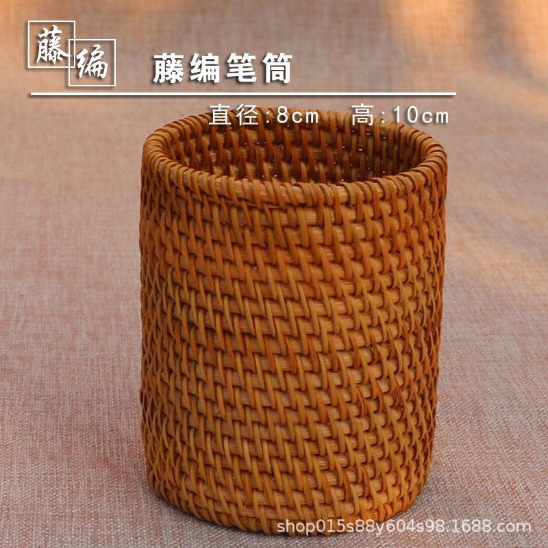 厂家 越南秋藤编笔筒茶具竹茶夹茶勺茶六君子茶道配件收纳筒
