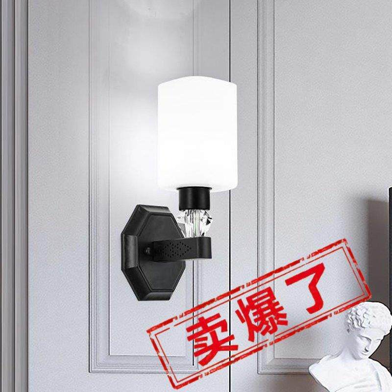 北欧现代水晶壁灯轻奢个性卧室床头灯单头客厅电视背景墙楼梯灯具