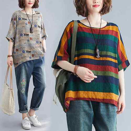 Fat T-shirt base shirt for women, age reducing top for