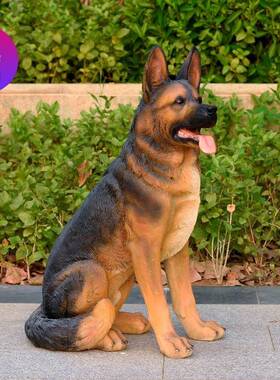 彷真动物玻璃纤维雕塑草地户外狼狗装饰品园林景观德牧看门招财摆