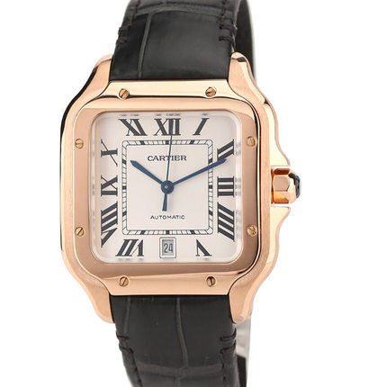 [9.8新]卡地亚山度士玫瑰金自动机械男表WGSA0011