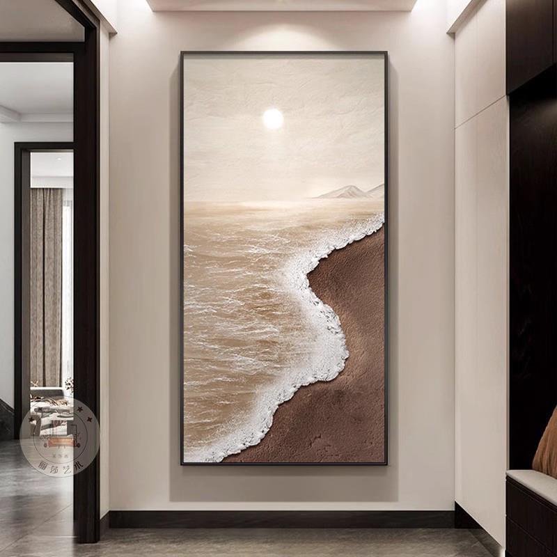 日出玄关装饰画现代简约走廊画过道楼梯挂画旭日东升油画壁画轻奢图片