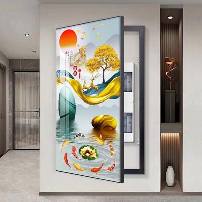 网红家和消富贵大尺寸表箱装画画竖版配电箱总开电饰关闸电遮挂画