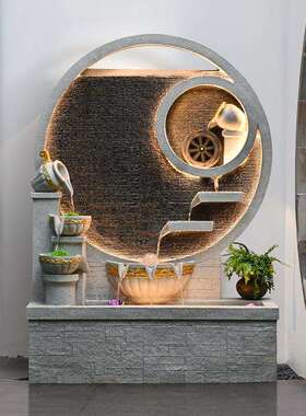 现代高流水屏墙造景泉观庭院花园客厅公司迎门水幕TVF风假山喷摆