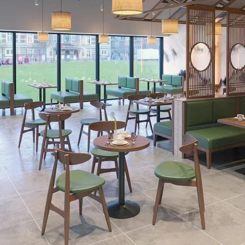 休闲咖啡厅实木桌椅组合茶西餐厅面馆食堂料理小吃餐饮店卡座沙发