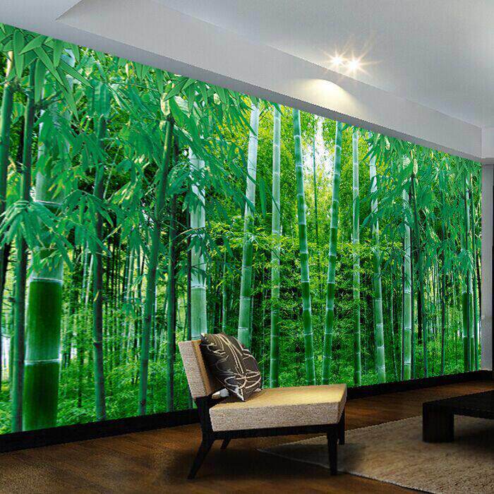 高清竹林风景3D立体墙纸竹子电视背景墙布壁纸绿色客厅房卧室壁画