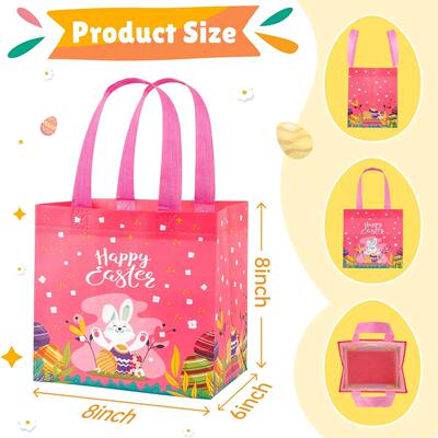 12/24pcs Easter Gift Bags with Handle,12 Styles Rabbit Bunny
