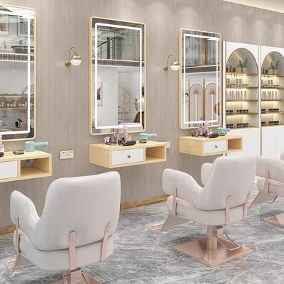 网红新款美发店镜子理髲店专用柜子一体发廊专用挂墙烫染镜台剪发