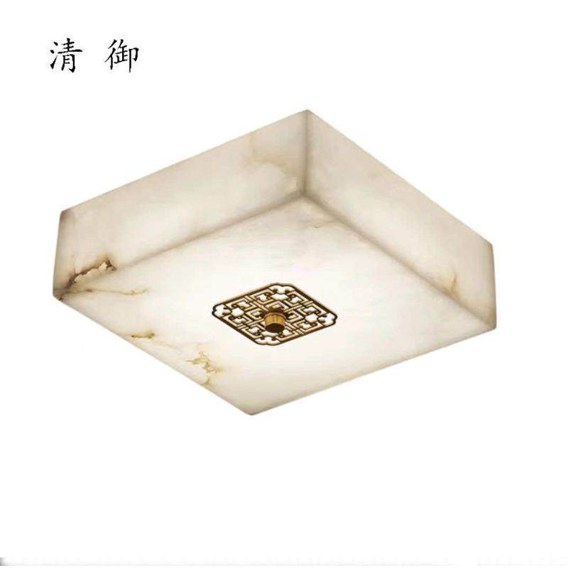 现代新中式全铜卧室灯天然云石吸顶灯三色LED护眼书房过道玄关灯,家装灯饰光源,智能吸顶灯,淘宝优惠券,粉丝福利购,淘宝优惠卷
