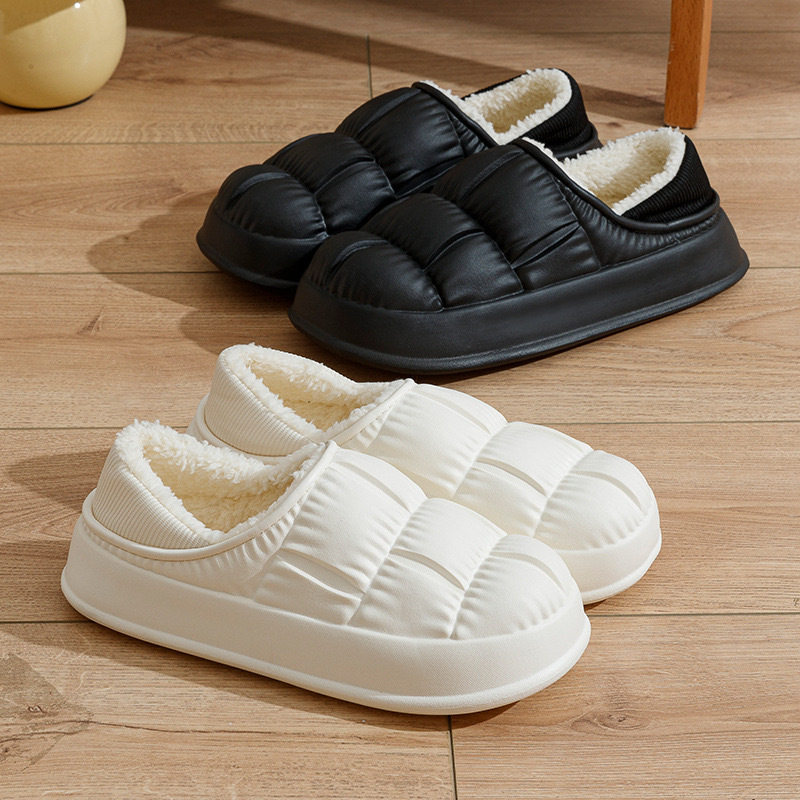 冬季包跟防水棉拖鞋女外穿室内家居防滑月子鞋厚底EVA保暖棉鞋男