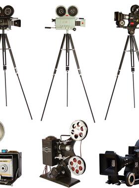 覆古老式电影投影机怀旧照相机模型摄影投影机服装店橱窗道具摆件