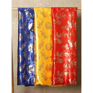 新热烫织物红布龙凤织物丝绸桌布垫桌子环绕斗篷布红色