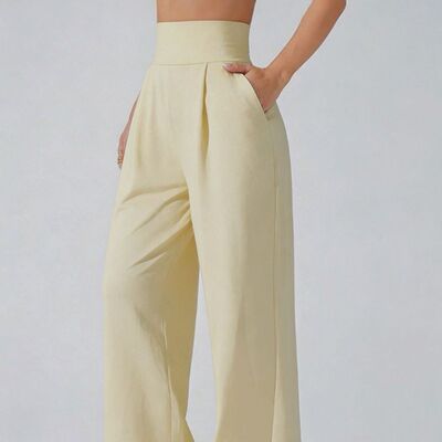 Concealing flesh and sagging straight leg pants, high