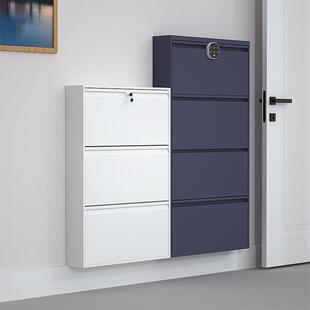 带锁室外防盗鞋柜家用门口钢制超薄15cm户外入户门口走廊翻斗柜
