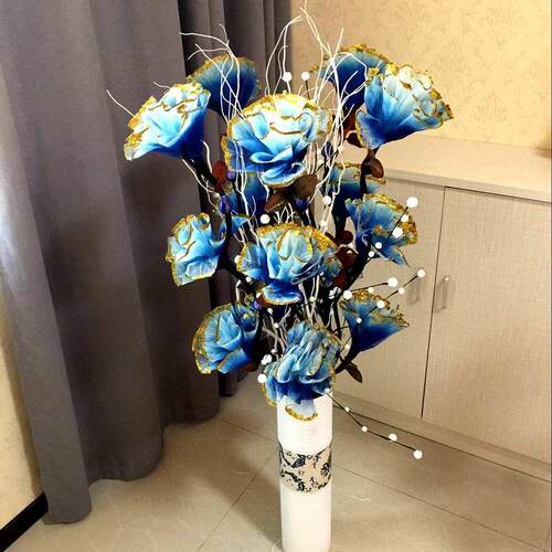 高档仿真落假花装饰花瓶干花花束玄地关花摆件大花干枝插花永生设