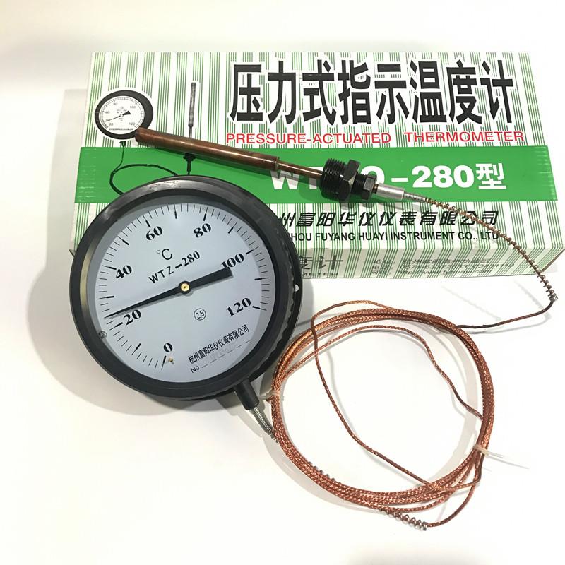 富阳华仪压力式温度计WTQWTZ280圆盘指示温度表测温仪工业锅炉用