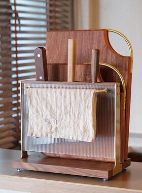 出形实木刀架刀具置物架砧板菜板案板抹布架厨房多功能一体放置架