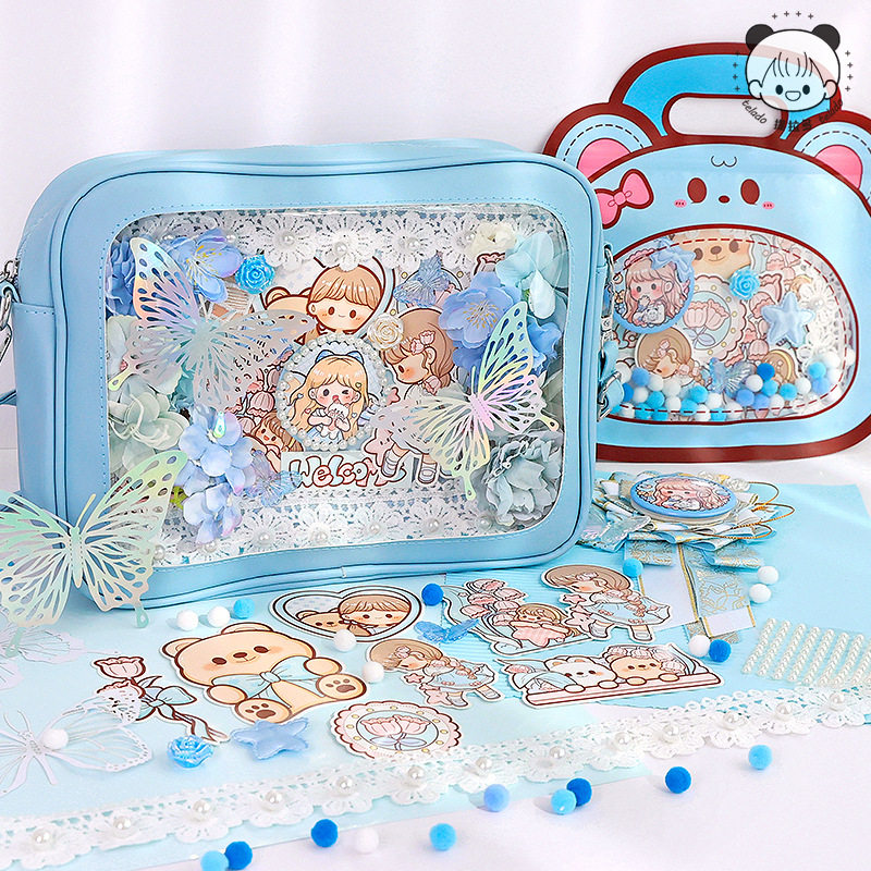 学院痛包单肩软妹制服包日系jk百搭pu二次元吧唧漫展斜挎透明包