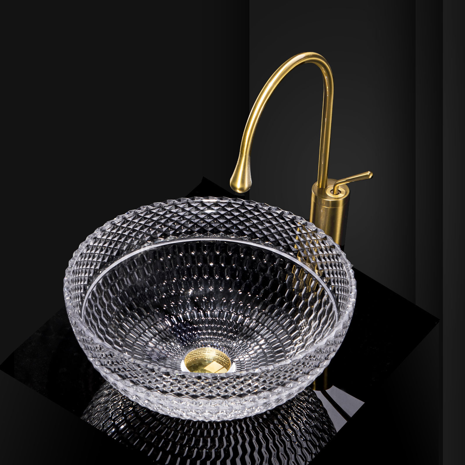 水晶玻璃艺术台上盆简约洗手盆轻奢透明压铸家用水晶洗脸盆