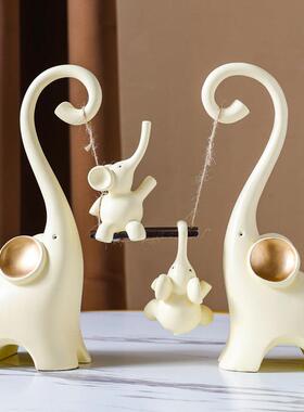 家居装饰品创意简约大象摆饰客厅电视柜高端高级感新房子小众乔迁
