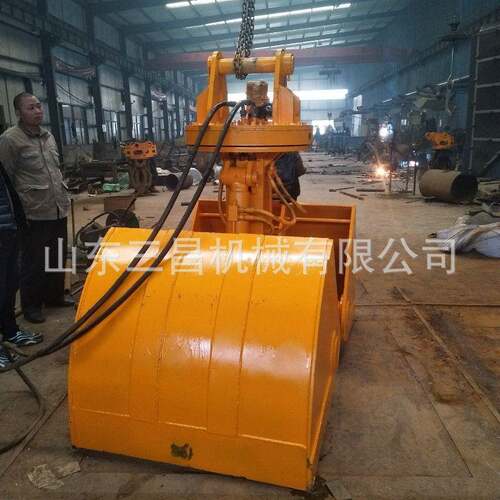 挖掘机贝壳斗2方抓斗液压旋转贝型抓斗方抓泥斗清理淤泥