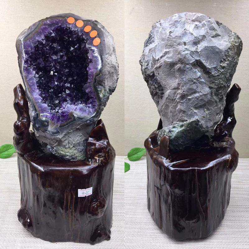 天然巴西紫晶洞聚宝盆消磁摆件天然巴西乌拉圭原石水晶洞