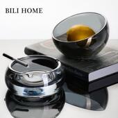 高档水晶烟灰缸高级摆件办公室大气简约玻璃烟缸客厅家用大号轻奢