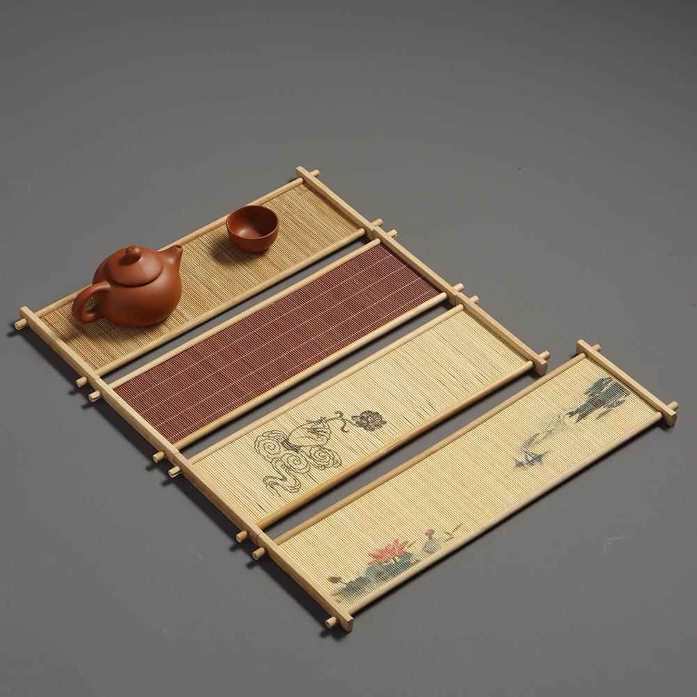 竹制茶盘竹丝干泡台日式实木竹托盘单层长方形茶杯托茶台茶海壶承