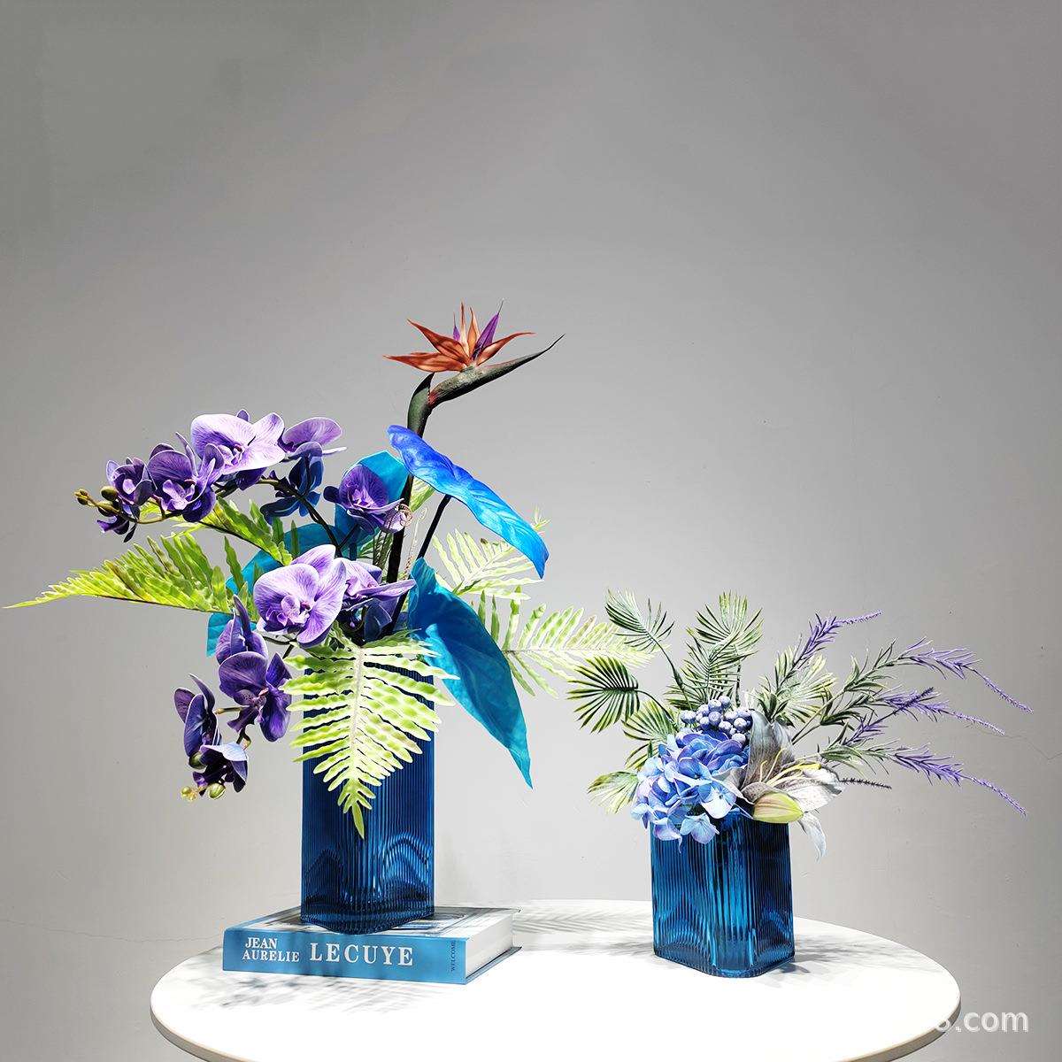 仿真花蓝色摆件花束客厅插花摆花餐桌面轻奢花艺室内假花软装饰品