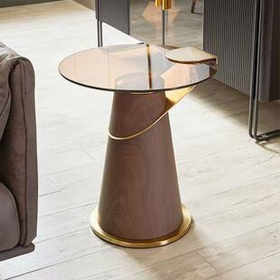 家计师岩板用茶几现代沙简约茶桌客厅角几发边意式 极HD1019简设轻