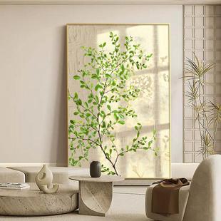 挂画 饰画现代简约光影绿植客厅沙发背景墙壁画竖版 北欧风格 玄关装