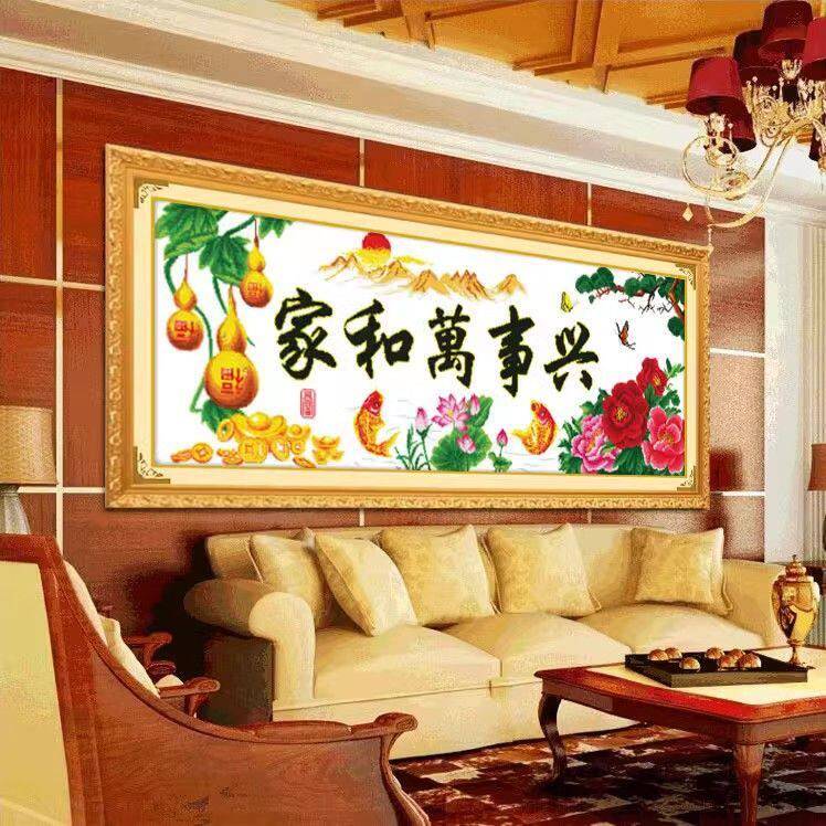 纯手工挑花成品家万世兴春光亮葫芦版绣框已裱好