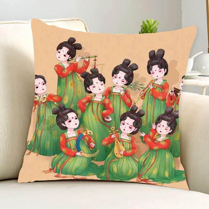 唐代女士图片十字绣手工线绣枕头DIY材料包古风美女枕头套全绣
