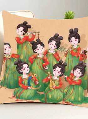 唐代女士图片十字绣手工线绣枕头DIY材料包古风美女枕头套全绣