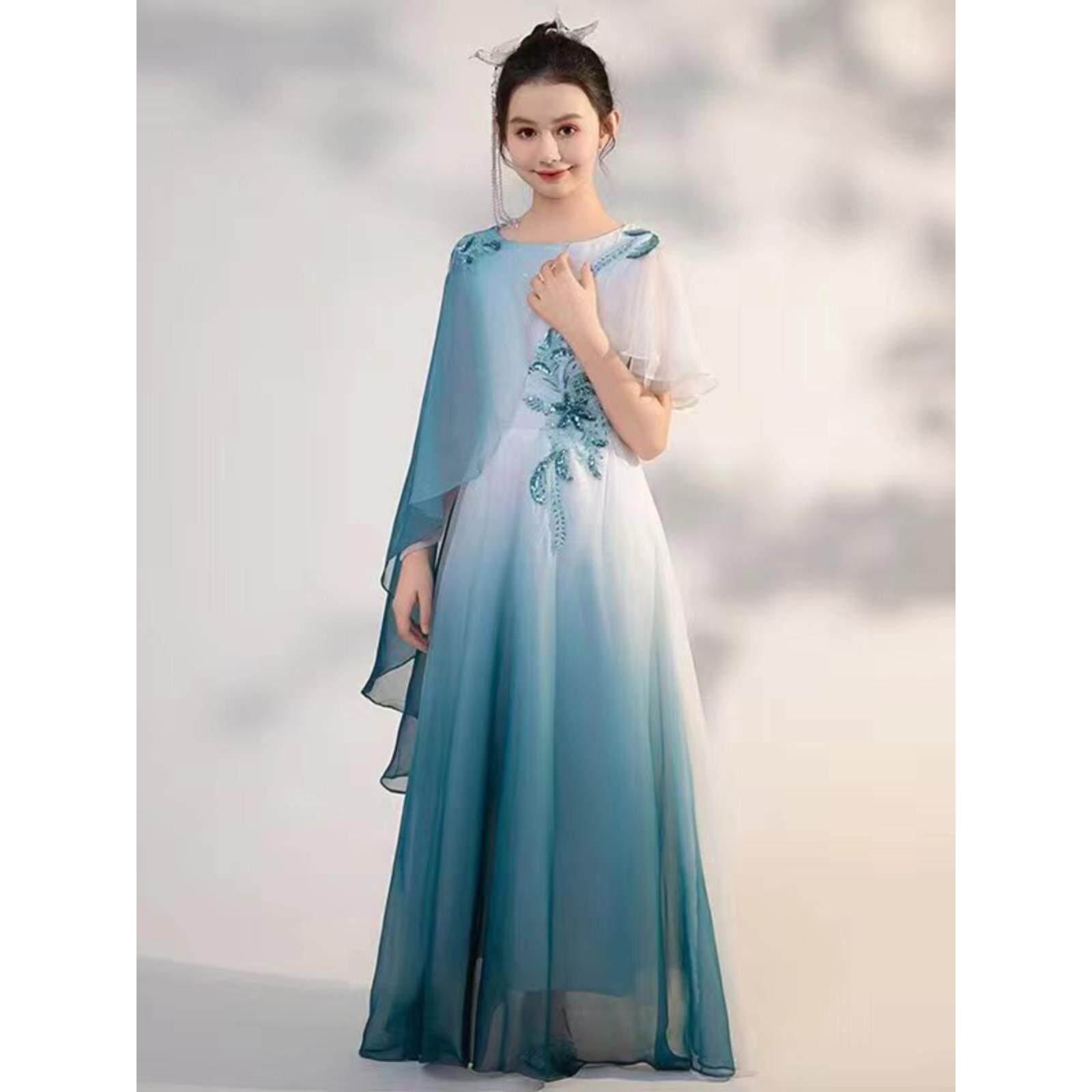 正品024主新款儿童礼服高端女童古筝演2出服合唱表演服装中国风弹