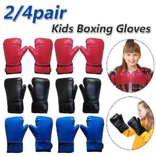 2/4Pair Kids Boxing Gloves Breathable Kickboxing Gloves PU
